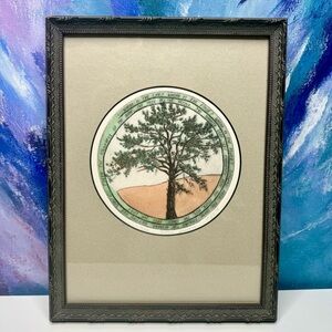 Nature’s Lessons 1998 Framed Wood Block Print Tree Poetry Wall Art Signed Taylor
